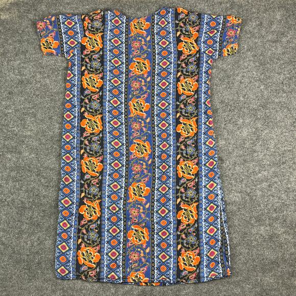 Mencana Ungu Batik Dress Women's Medium Multicolor Boho Short Sleeve Ethnic - Picture 8 of 9